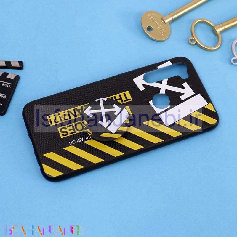 اصفهان جانبی-قاب فانتزی برجسته + پاپ سوکت طرح Off White شیائومی Redmi Note 8 سری D