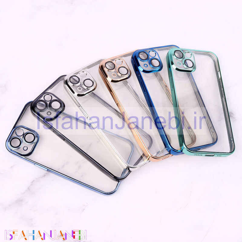 اصفهان جانبی-قاب شفاف ژله ای رنگی محافظ لنزدار iPhone 14