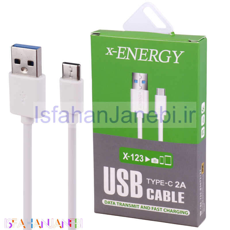 اصفهان جانبی-کابل تایپ سی فست شارژ X-Energy X-123 2A 2m