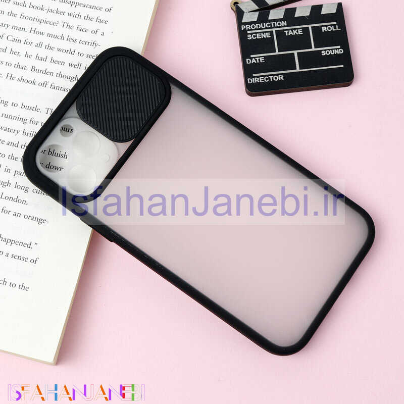 اصفهان جانبی-قاب PC مات محافظ لنز دار کشویی iPhone 11 Pro مشکی