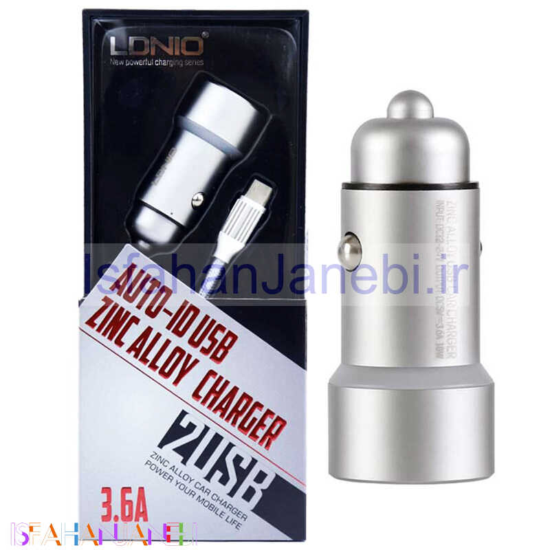 اصفهان جانبی-شارژر فندکی LDNIO C302 3.6A + کابل Type-C