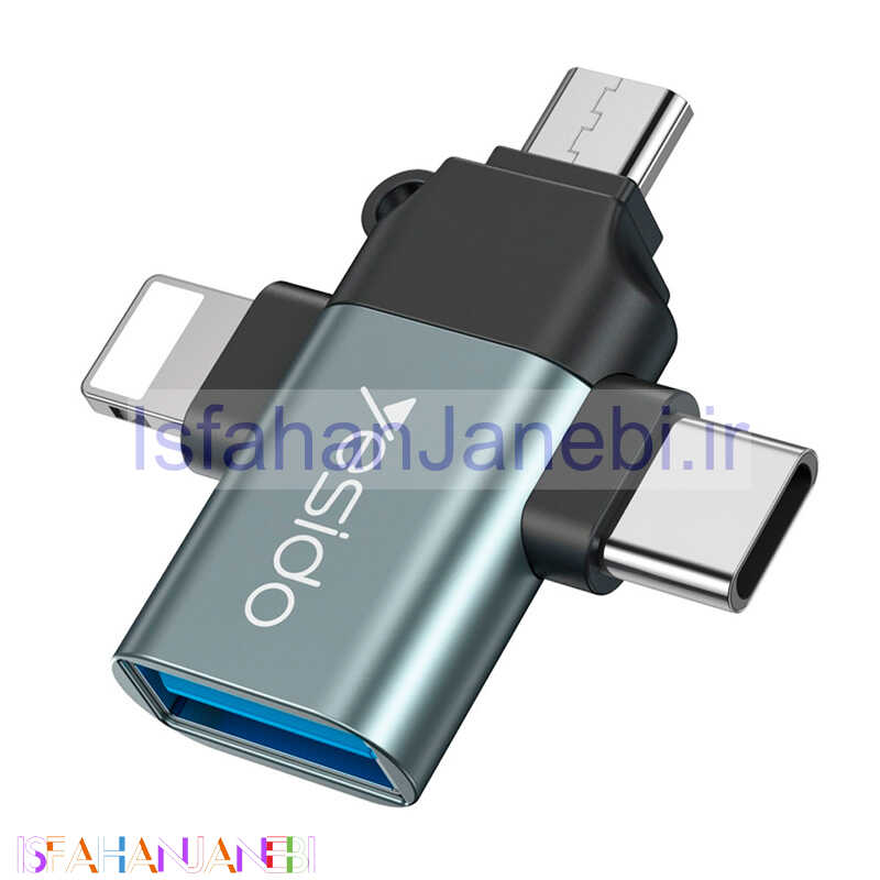 اصفهان جانبی-تبدیل Yesido GS15 OTG USB To MicroUSB / Lightning / Type-C