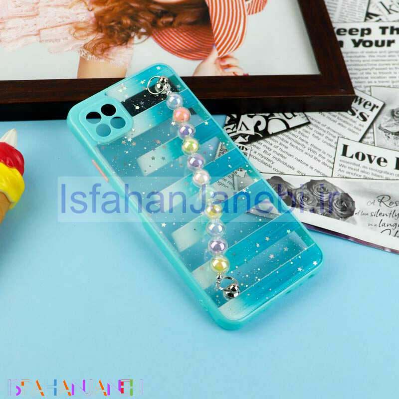 اصفهان جانبی-قاب فانتزی بند مرواریدی محافظ لنزدار Samsung Galaxy A22 5G