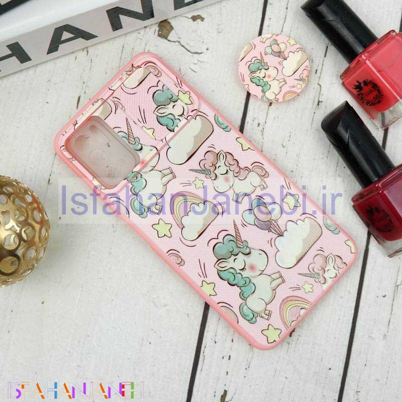 اصفهان جانبی-قاب طرحدار محافظ لنزدار کشویی + پاپ سوکت طرح یونیکورن شیائومی Poco M3 Pro سری B