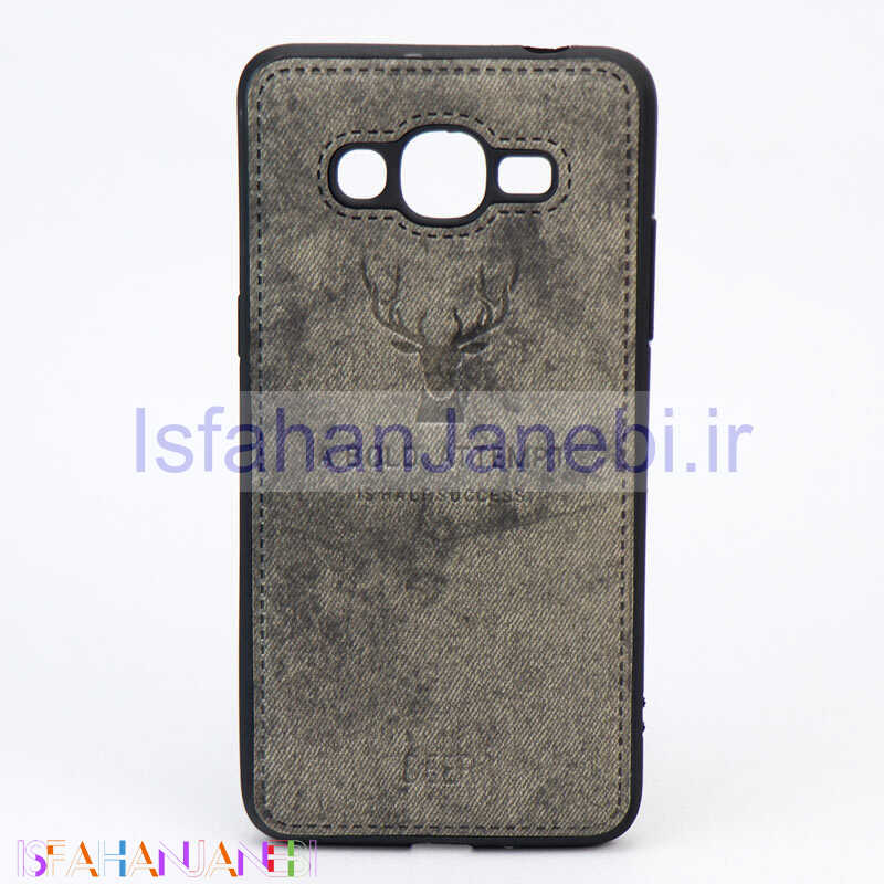 اصفهان جانبی-قاب چرمی طرح گوزن Samsung Galaxy Grand Prime خاکستری