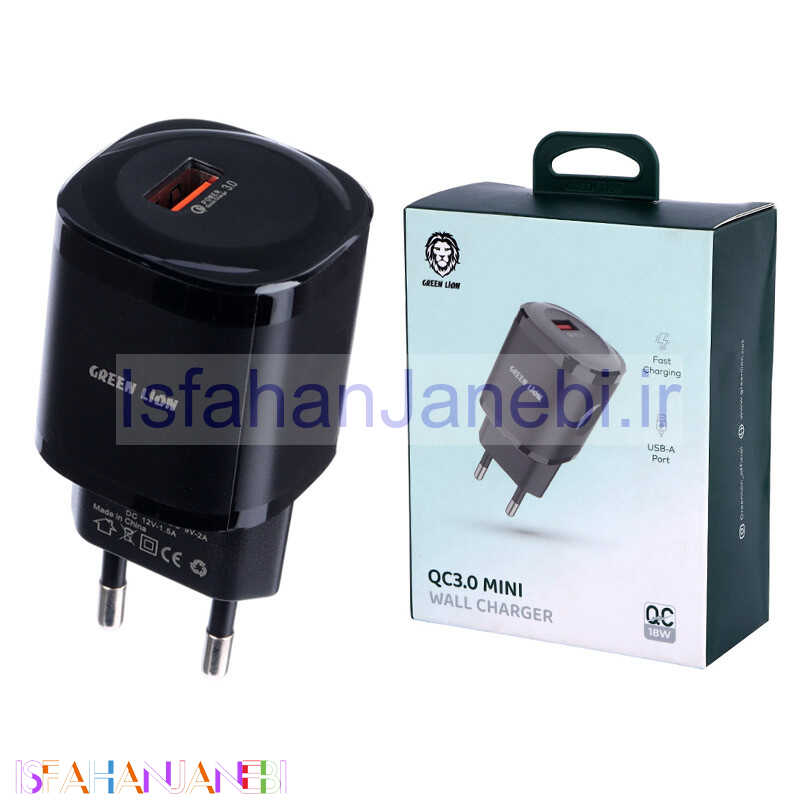 اصفهان جانبی-کلگی فست شارژ Green Lion GL-WC09 3A QC3.0 18W
