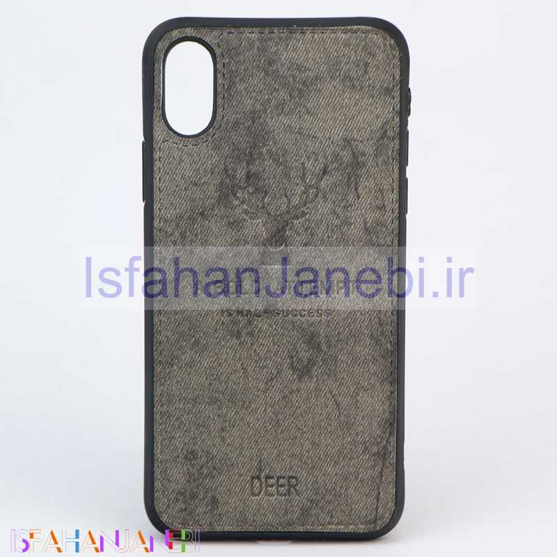 اصفهان جانبی-قاب چرمی طرح گوزن iPhone X/XS خاکستری