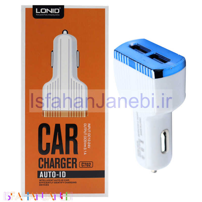 اصفهان جانبی-شارژر فندکی Lonid C702 3.1A + کابل میکرو اس بی