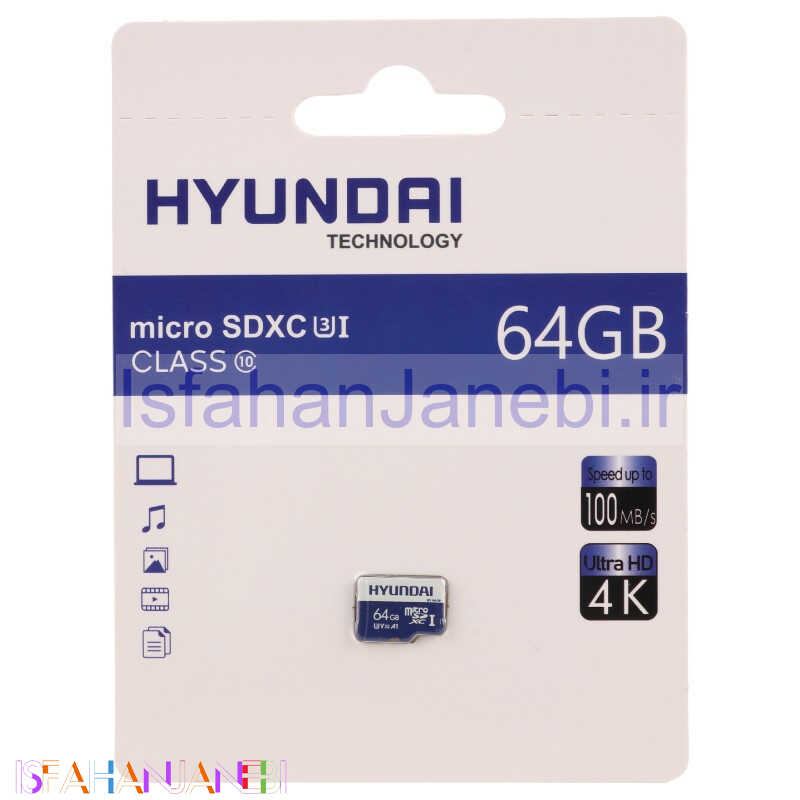 اصفهان جانبی-رم میکرو 64 گیگ هیوندای Hyundai A1 V30 U3 C10 100MB/s