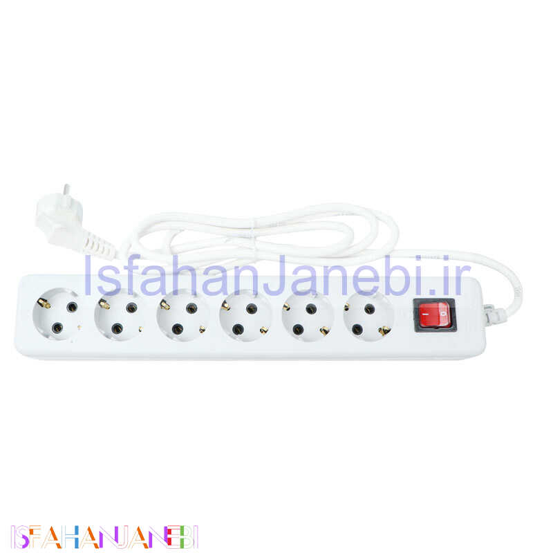 اصفهان جانبی-چند راهی 6 خانه ارت دار نیک پارت الکتریک PE986 با کابل 1/8 متری