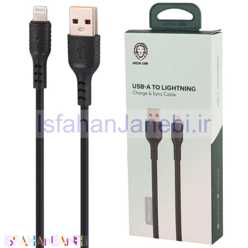 اصفهان جانبی-کابل آیفونی فست شارژ Green Lion GNUSBATLCBK 2.1A 1m