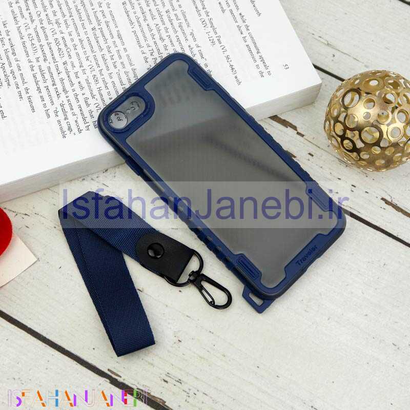 اصفهان جانبی-قاب PC Carbon محافظ لنز دار + بند آویز iPhone 7 / 8