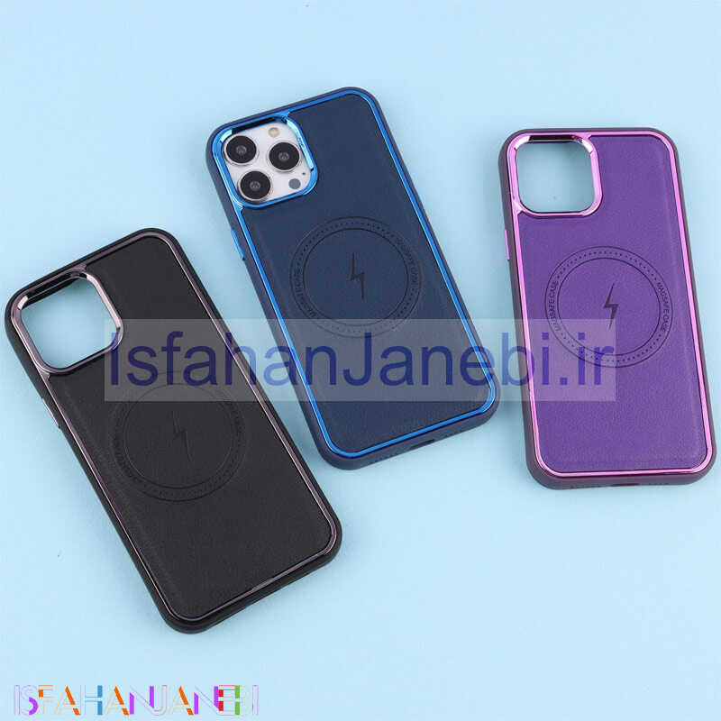 اصفهان جانبی-قاب چرمی مگ سیف آیفون iPhone 13 Pro Max متال ایرون