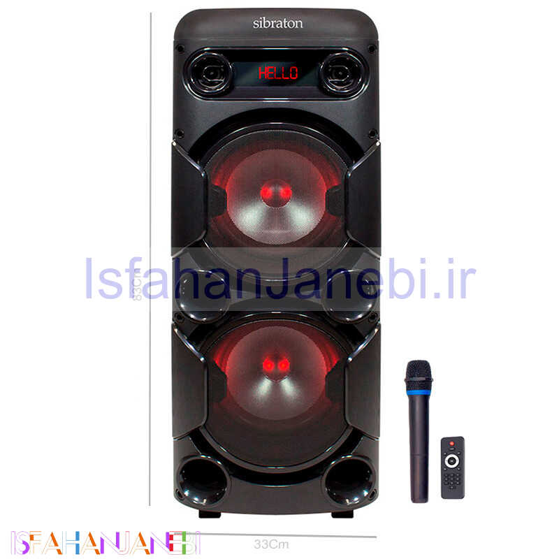 اصفهان جانبی-اسپیکر چمدانی بلوتوثی رم و فلش خور Sibraton SBS1104 + میکروفون و ریموت کنترل