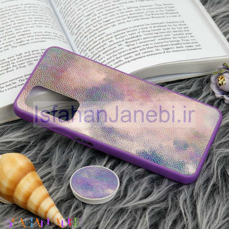 اصفهان جانبی-قاب چرمی هولوگرامی پاپ سوکت دار Xiaomi Mi 10T بنفش