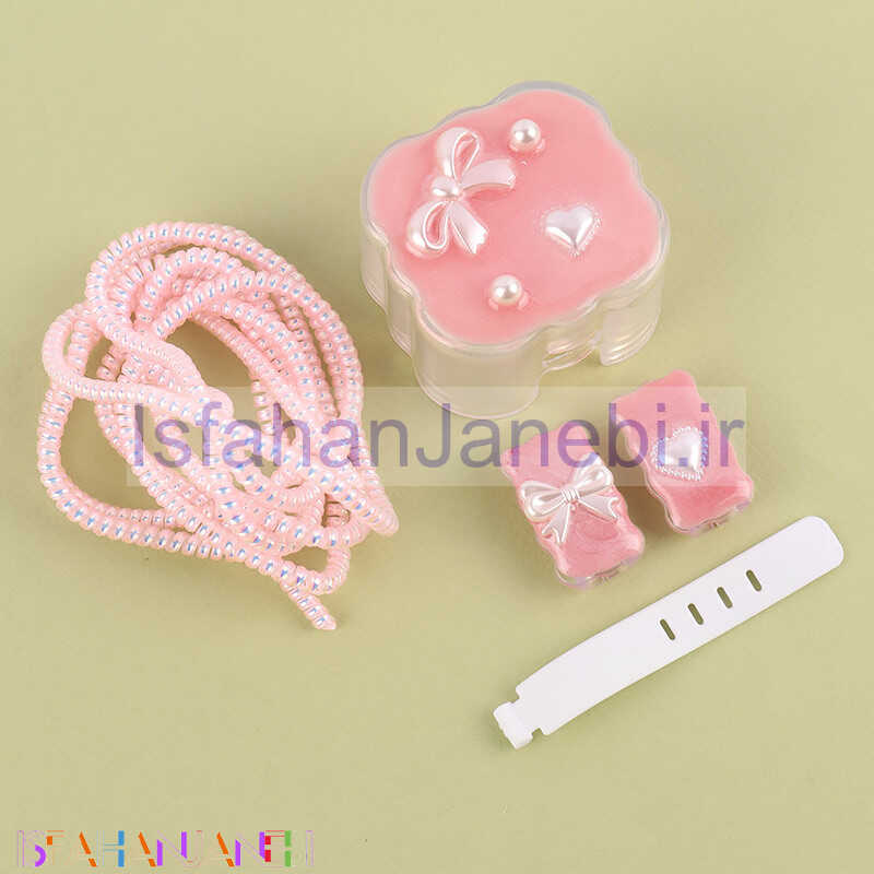 اصفهان جانبی-ست محافظ کابل و کلگی شارژر آیفون طرح پاپیون مروارید دار