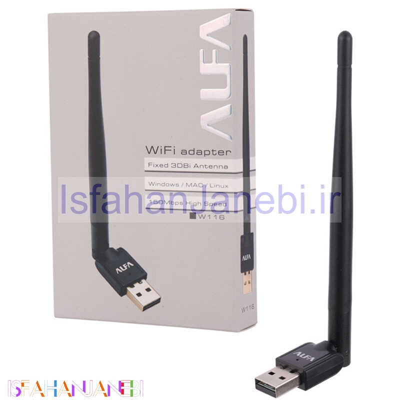 اصفهان جانبی-کارت شبکه بی سیم آنتن دار Alfa W116 150Mbps