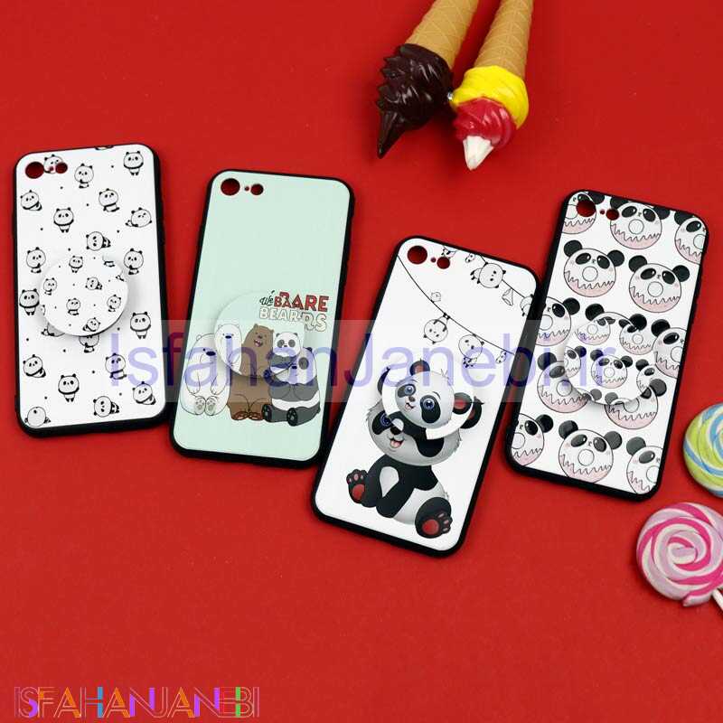 اصفهان جانبی-قاب فانتزی برجسته + پاپ سوکت طرح پاندا iPhone 7/8/SE 2020 سری D
