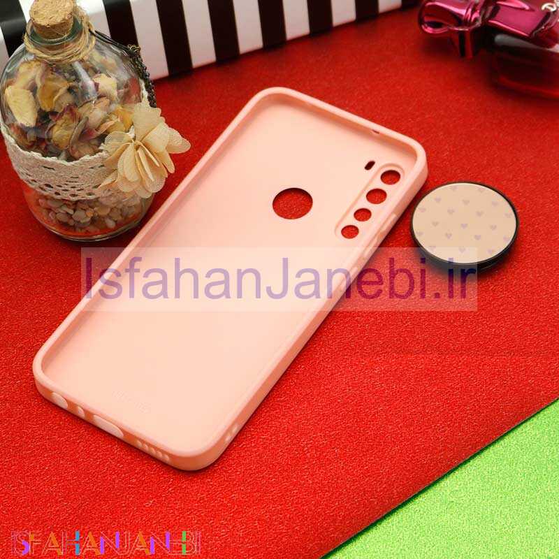اصفهان جانبی-قاب محافظ لنزدار آینه ای + پاپ سوکت طرح قلب صورتی Xiaomi Redmi Note 8
