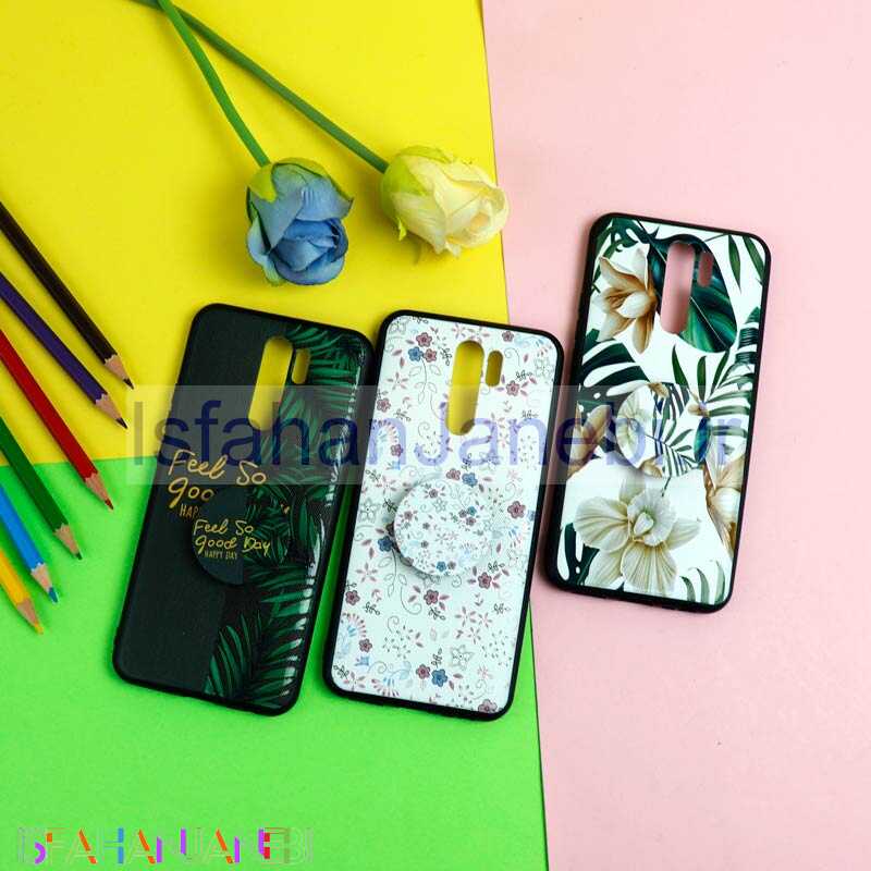 اصفهان جانبی-قاب فانتزی برجسته + پاپ سوکت طرح گل شیائومی Redmi 9 سری D