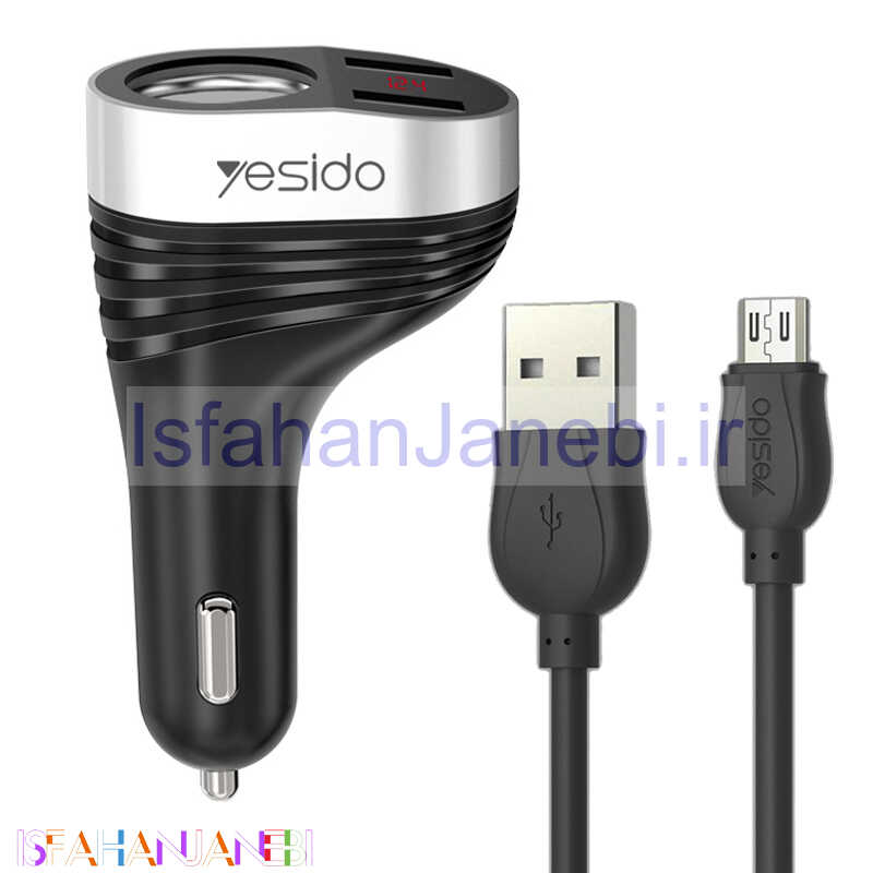 اصفهان جانبی-شارژر فندکی Yesido Y33 + کابل میکرو یو اس بی