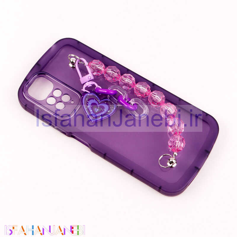 اصفهان جانبی-قاب فانتزی محافظ لنزدار + بند آویز سنگی Xiaomi Redmi Note 11 / 11s بنفش