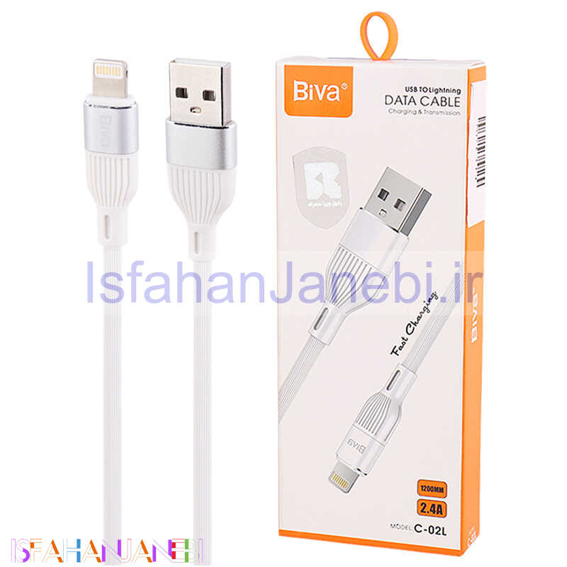 اصفهان جانبی-کابل آیفونی فست شارژ Biva C-02L 2.4A 1.2m