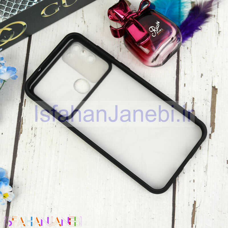 اصفهان جانبی-قاب طرحدار محافظ لنزدار کشویی + پاپ سوکت طرح سنگی مشکی سامسونگ A11 سری C