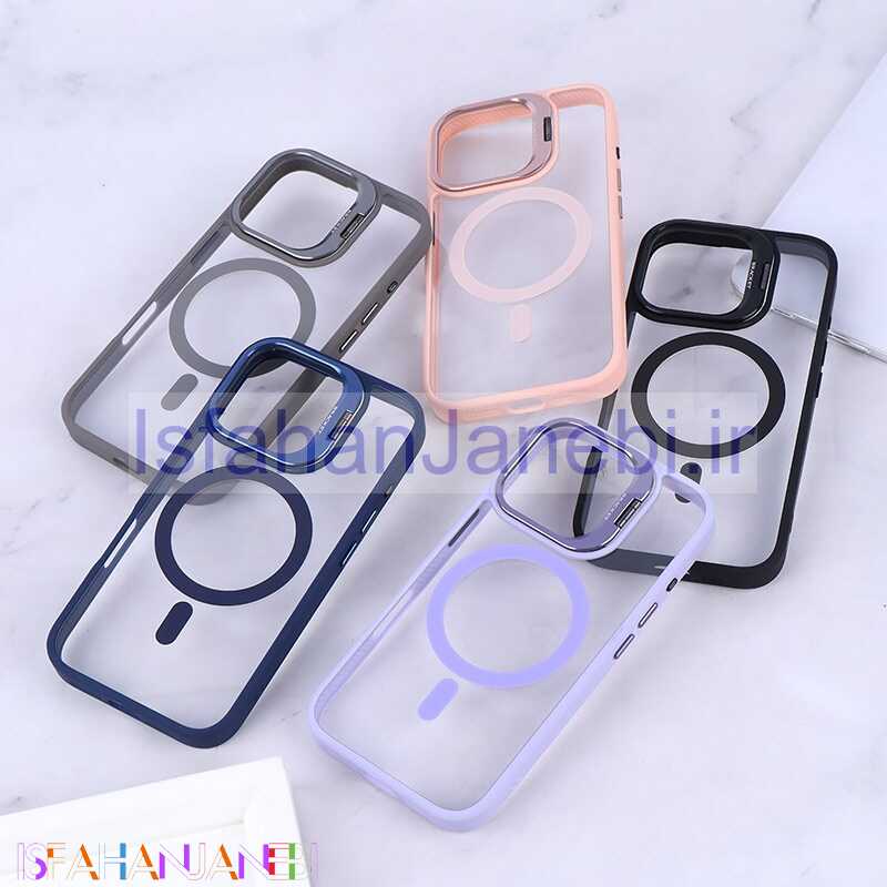 اصفهان جانبی-قاب PC مگ سیف استندشو با محافظ لنز رینگی Bracket آیفون iPhone 16