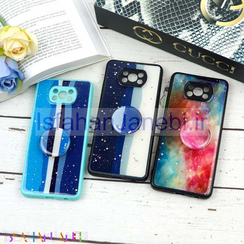 اصفهان جانبی-قاب محافظ لنزدار رزین رنگین کمانی پاپ سوکت دار Xiaomi Poco X3