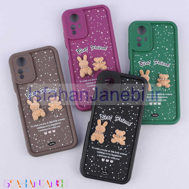 اصفهان جانبی-قاب سولید کیس عروسکی پشمالو محافظ لنزدار Xiaomi Redmi Note 12S