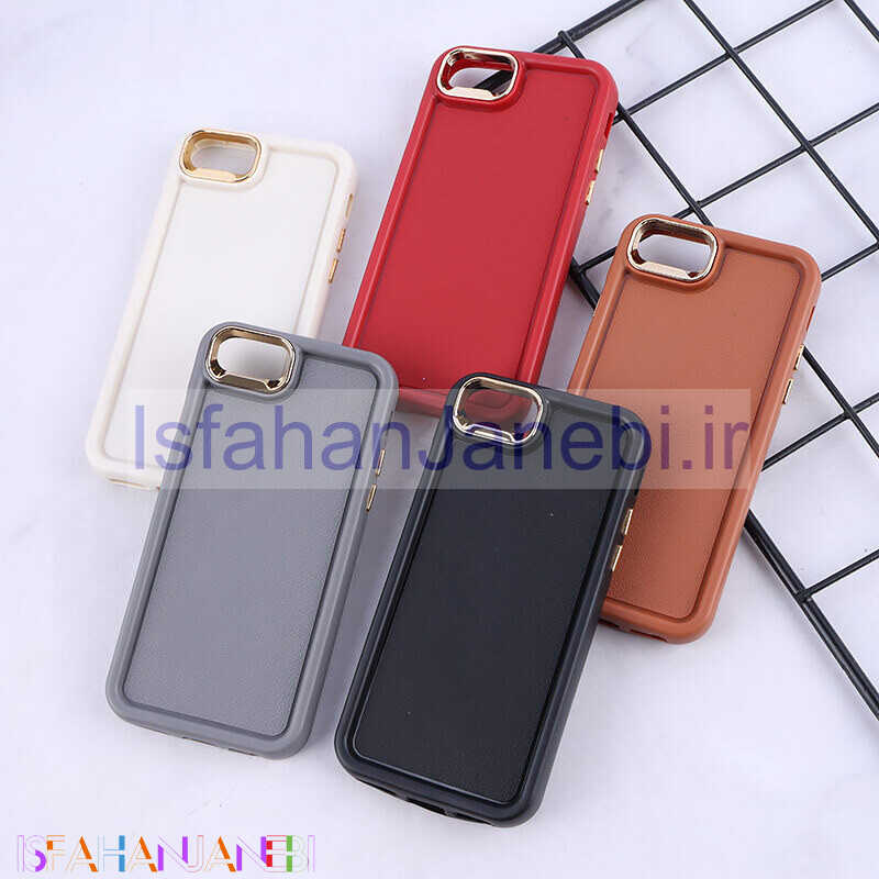 اصفهان جانبی-قاب سولید چرمی آیفون iPhone 7 / 8 / SE 2020 دور محافظ متال