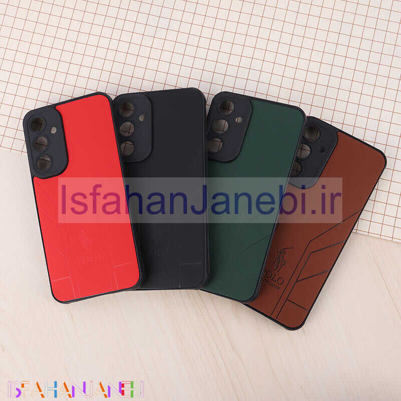 اصفهان جانبی-قاب چرمی Polo Ralph Laren سامسونگ Galaxy A55 طرح دار محافظ لنزدار
