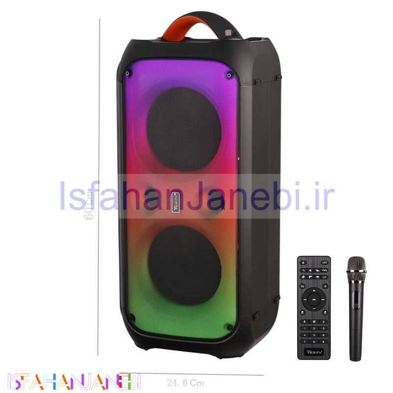 اصفهان جانبی-اسپیکر چمدانی بلوتوثی رم و فلش خور Verity V-PS2106 + میکروفون و ریموت کنترل