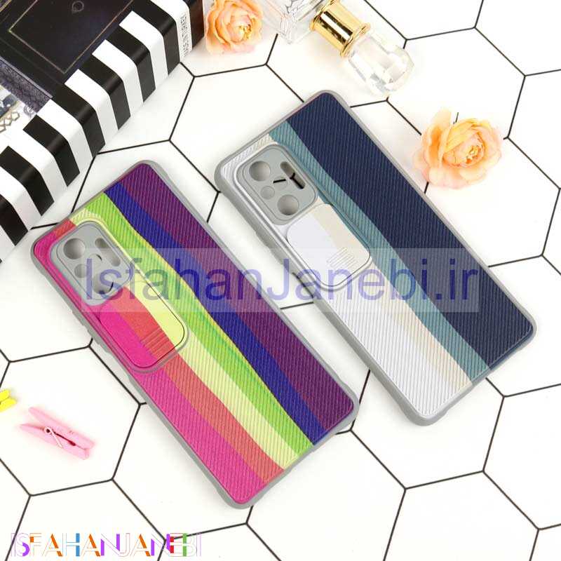 اصفهان جانبی-قاب سیلیکونی رنگین کمانی محافظ لنزدار کشویی Xiaomi Redmi 10 Pro
