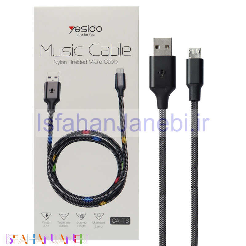 اصفهان جانبی-کابل میکرو یو اس بی Yesido CA-T6 2.4A 1.2m