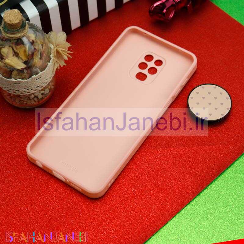 اصفهان جانبی-قاب محافظ لنزدار آینه ای + پاپ سوکت طرح قلب صورتی Xiaomi Redmi Note 9S / Note 9 Pro