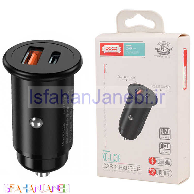 اصفهان جانبی-شارژر فندکی فست شارژ XO XO-CC38 QC3.0 PD2.0 3A 20W