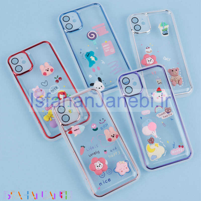 اصفهان جانبی-قاب شفاف عروسک برجسته محافظ لنزدار iPhone 11