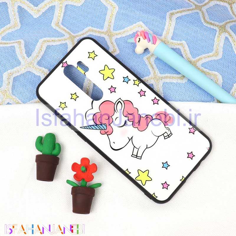 اصفهان جانبی-قاب پشت گلسی طرح یونیکورن Xiaomi Redmi Note 8 Pro