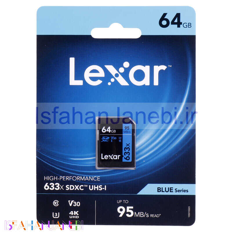 اصفهان جانبی-رم اس دی 64 گیگ لکسار Lexar Blue Series 633X U3 C10 95MB/s