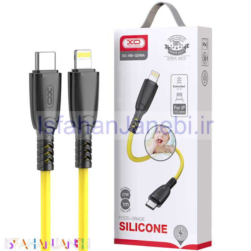 اصفهان جانبی-کابل تبدیل فست شارژ XO XO-NB246A Type-C To Lightning 27W 1m