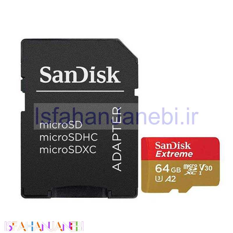 اصفهان جانبی-رم میکرو 64 گیگ سن دیسک SanDisk Extreme U3 A2 100MB/s + خشاب