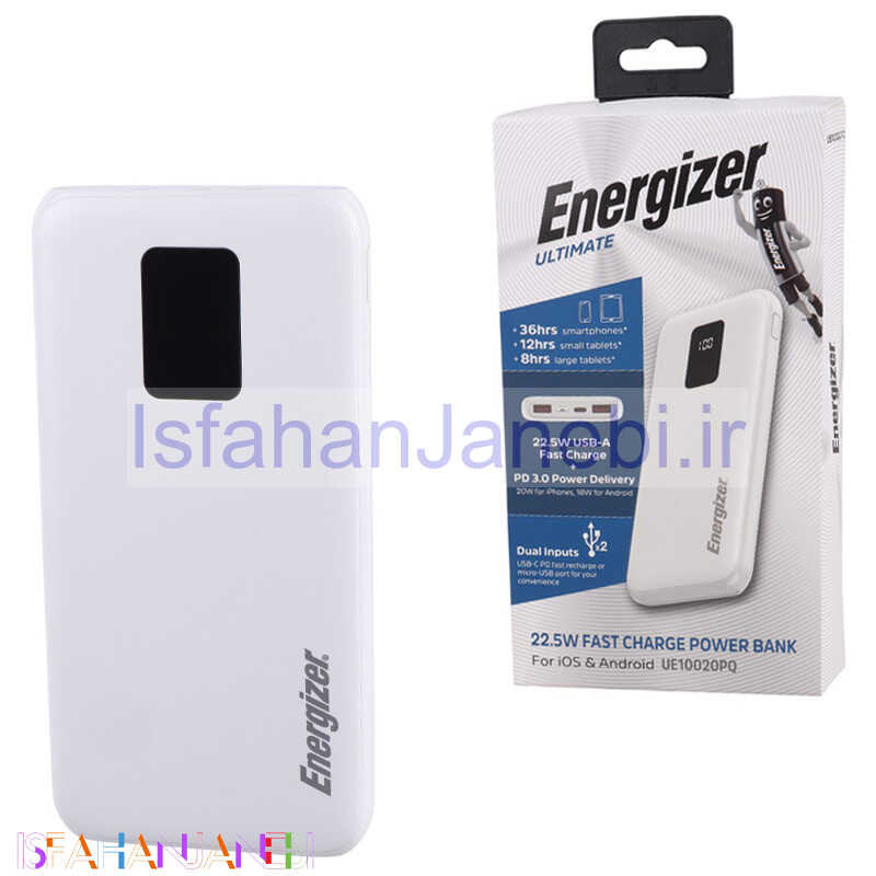 اصفهان جانبی-پاور بانک فست شارژ انرجایزر Ultimate UE10020PQ PD3.0 22.5W ظرفیت 10000 میلی آمپر ساعت