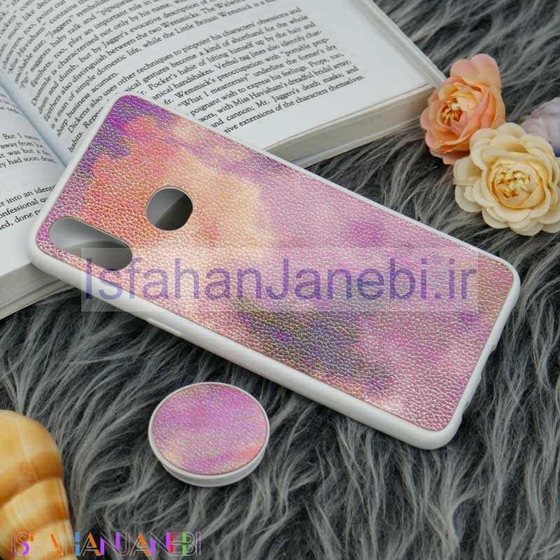 اصفهان جانبی-قاب چرمی هولوگرامی پاپ سوکت دار Samsung Galaxy A10s سفید
