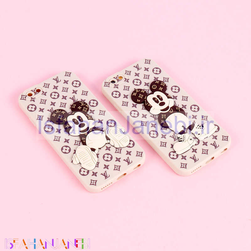 اصفهان جانبی-قاب میکی موس برجسته LV محافظ لنزدار iPhone 6 / 6s