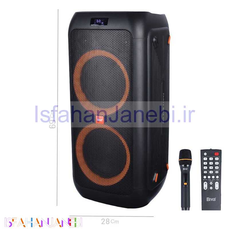 اصفهان جانبی-اسپیکر چمدانی بلوتوثی رم و فلش خور Biva Party Box 880 + میکروفون و ریموت کنترل