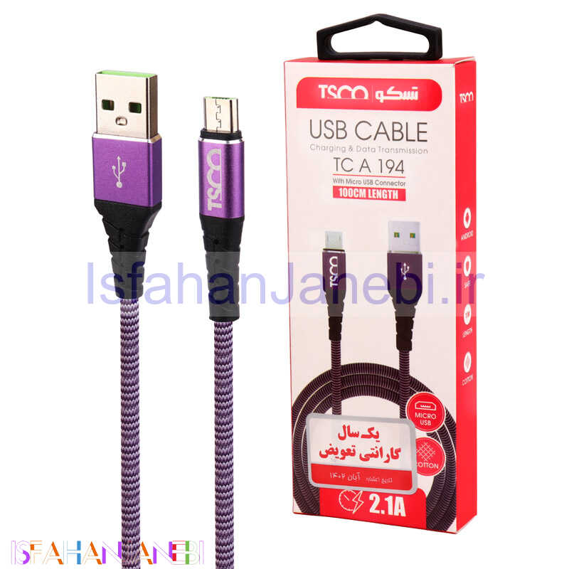 اصفهان جانبی-کابل میکرو یو اس بی TSCO TCA194 2.1A 1m