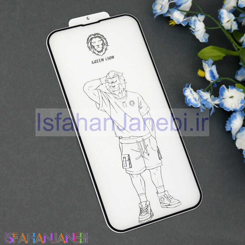 اصفهان جانبی-گلس تمام چسب +Green Lion Silicone آیفون iPhone 13 Pro Max