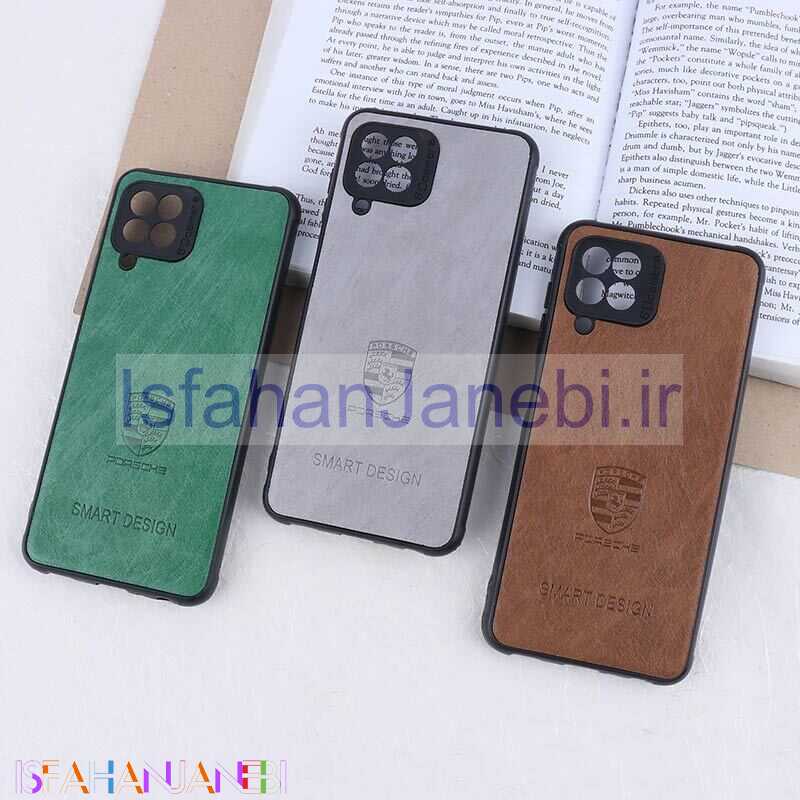 اصفهان جانبی-قاب چرمی Smart Design سامسونگ Galaxy A22 4G / M22 / M32 4G طرح Porsche محافظ لنزدار